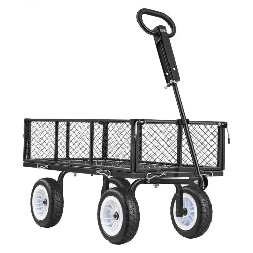 VEVOR Bollerwagen 408,2 kg Tragkraft, Gartenwagen mit PU-Reifen, Transportwagen mit Verstellbarem Griff, Abnehmbaren Seitenwänden, Handwagen zur Befestigung an ATV oder Traktor, Schwarz – Bild 9