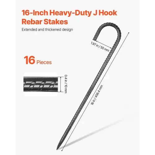 VEVOR 16er Pack J-Typ Bodenanker Erdanker Erdnägel Heringe Zeltheringe 406,4mm VEVOR 16er Pack J-Typ Bodenanker Erdanker Erdnägel Heringe Zeltheringe 406,4mm
