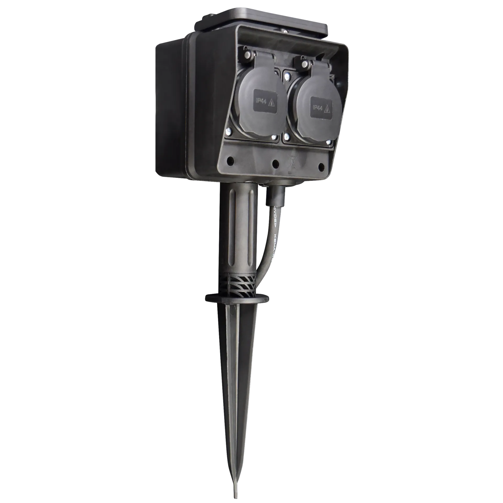 Gartensteckdose McPower, 2-fach, IP44, mit Erdpieß, 3m Kabel, Zeitschaltuhr Gartensteckdose McPower, 2-fach, IP44, mit Erdpieß, 3m Kabel, Zeitschaltuhr