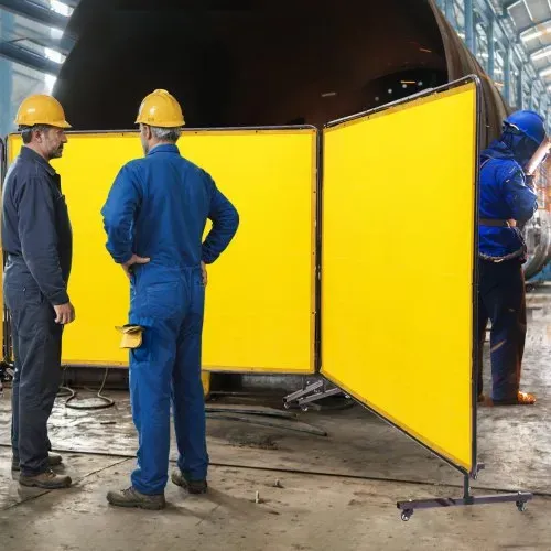 VEVOR 3-Panel-Schweißvorhang 1,8 x 2,4 m Schweißschutzvorhang aus Flammhemmendem Vinyl Schweißschutzwand mit 12 Schwenkrädern und einem 6-stufigen UV-Schutz Schweißerdecke Schweißschutz Gelb – Bild 7
