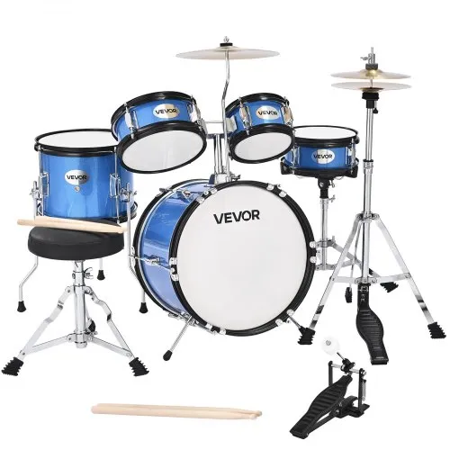 VEVOR Schlagzeug Set, 5-teilig, 35,6 cm Basstrommel, 20,3 cm Snare, 15,2 cm & 20,3 cm Tomtoms, 25,4 cm Standtom, 25,4 cm Crash-Becken, 20,3 cm Hi-Hat mit Ständer, für Kinder von 6–13 Jahren (blau) VEVOR Schlagzeug Set, 5-teilig, 35,6 cm Basstrommel, 20,3 cm Snare, 15,2 cm & 20,3 cm Tomtoms, 25,4 cm Standtom, 25,4 cm Crash-Becken, 20,3 cm Hi-Hat mit Ständer, für Kinder von 6–13 Jahren (blau)