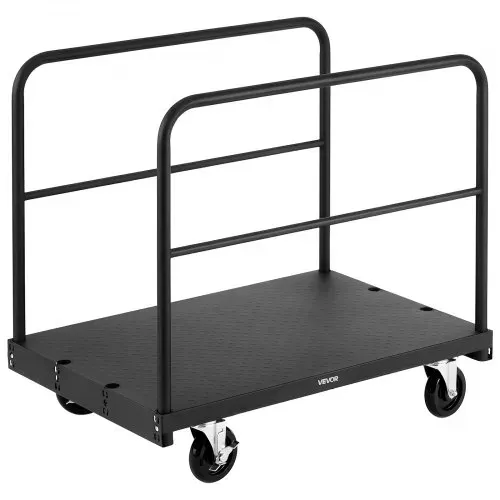 VEVOR Plattenwagen, 816 kg Tragkraft, 2-in-1 Rollenwagen mit 360° Lenkrollen, 914x610 mm Plattformwagen mit 3 seitlichen Handläufen, Transporthilfe für Fabrik, Lager, Garage, Schwarz – Bild 8