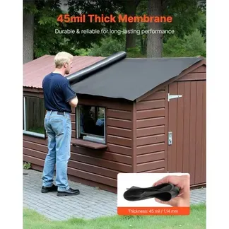 VEVOR Dachbahn, 4,572 x 9,144 m, Dachbahn, 1,14 mm EPDM Folie, Carportabdichtung, lange Lebensdauer & witterungsbeständig, Dachabdichtung, Dachunterlage für Wohnmobile, Dächer, Teiche VEVOR Dachbahn, 4,572 x 9,144 m, Dachbahn, 1,14 mm EPDM Folie, Carportabdichtung, lange Lebensdauer & witterungsbeständig, Dachabdichtung, Dachunterlage für Wohnmobile, Dächer, Teiche