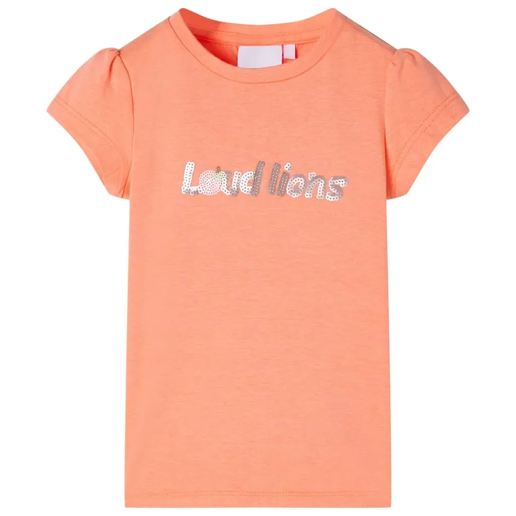 vidaXL Kinder-T-Shirt mit Flügelärmeln Neonorange 140 vidaXL Kinder-T-Shirt mit Flügelärmeln Neonorange 140