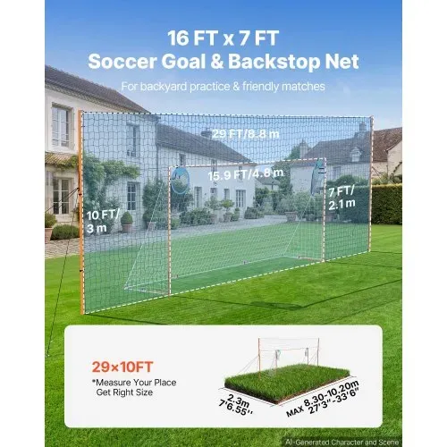 VEVOR Fußballtor 484 x 212 cm Tragbares Soccertor mit Eisenrohrrahmen, für Gärten Parks und Schulen, mit Ballfangnetz, Zielnetz, PE-Netz über 110 km/h, Bodenankern und Abspannseilen für Naturrasen VEVOR Fußballtor 484 x 212 cm Tragbares Soccertor mit Eisenrohrrahmen, für Gärten Parks und Schulen, mit Ballfangnetz, Zielnetz, PE-Netz über 110 km/h, Bodenankern und Abspannseilen für Naturrasen