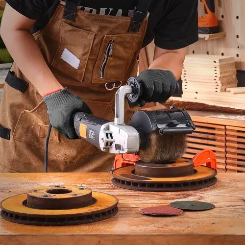 VEVOR Poliermaschine, 1300 W, 6 variable Geschwindigkeiten, Oberflächenbearbeitungswerkzeug, handgeführte elektrische Metall-Poliermaschine mit Stahldraht-Polierrad für Edelstahl – Bild 7