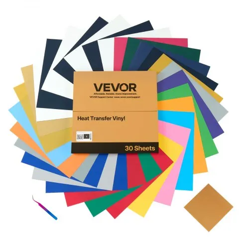 VEVOR Vinylfolie Wärmeübertragung Transferfolie (304,8 x 304,8 mm) 30 Blätter, verschiedene Farben, Plotterfolie kompatibel mit Schneidemaschinen, Aufbügelfolie für T-Shirts Kissen Hüte VEVOR Vinylfolie Wärmeübertragung Transferfolie (304,8 x 304,8 mm) 30 Blätter, verschiedene Farben, Plotterfolie kompatibel mit Schneidemaschinen, Aufbügelfolie für T-Shirts Kissen Hüte