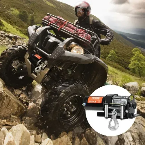 VEVOR Elektrische Seilwinde, 4000 lb Seilzugkapazität, 12 V DC ATV/UTV-Winde mit Φ3/16 Zoll x 39 Fuß 7-Strang-Stahlkabel-Rollenführung, kabellose und kabelgebundene Fernbedienung, IP55 wasserdicht zum Abschleppen von UTV ATV – Bild 7