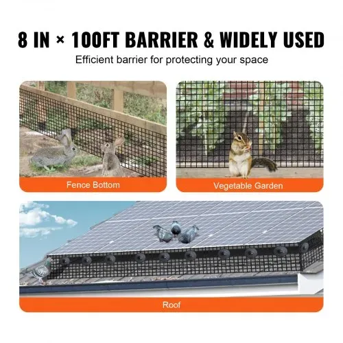 VEVOR Vogelschutz für Solarmodule, 20,3 cm x 30,5 m, Taubenabwehr Solaranlagengitter mit 70 Edelstahl-Verschlüssen, Solarmodul-Schutz mit rostfreier PVC-Beschichtung, 12 mm Drahtrollengeflecht – Bild 5