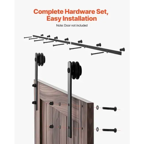 VEVOR Schiebetürsystem 3 m, Schiebetür Beschlag Tragkraft 150 kg, kompatibel mit einer maximalen Breite von 1524 mm und einer Dicke von 34,92 mm bis 44,45 mm, I-förmige Rolle, Schwarz – Bild 4
