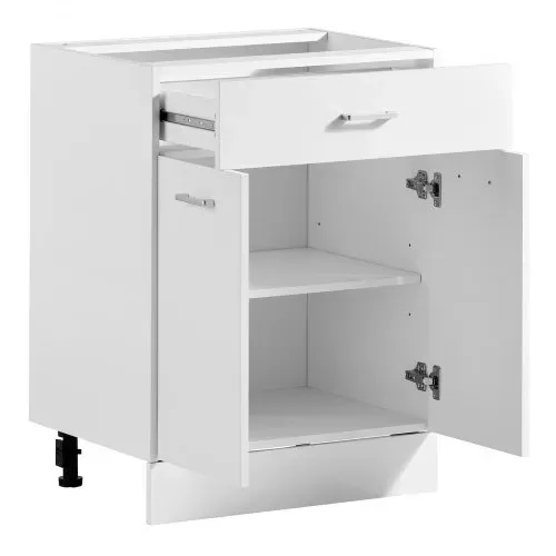 VEVOR Unterschrank 600x475x815 mm BxTxH Spanplatte Küchenunterschrank Weiß, für Waschküche & Bad, ohne Arbeitsplatte, im Shaker-Stil, mit Verstellbarem Einlegeboden, 1 Schublade, 2 Türen & Scharnieren – Bild 8