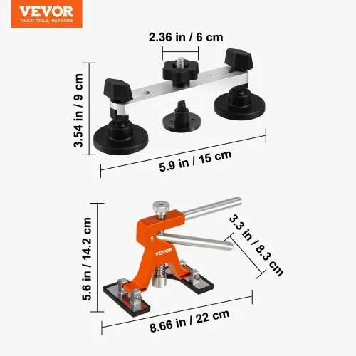 VEVOR 56-teiliger Brücken-Ausbeulen-Abzieher Dellen-Reparaturset, inkl. 20 Abziehlaschen & 6 x Brückenabziehlaschen, Aluminium Ausbeulwerkzeug Entfernung von Beulen, für Autos, Kühlschränken usw. – Bild 6