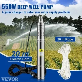 VEVOR 76mm Tiefbrunnenpumpe 550 W Brunnenpumpe max. Durchfluss 35 L/min Tauchpumpe max. Förderhöhe 108 m Tauchwasserpumpe sandbeständig VEVOR 76mm Tiefbrunnenpumpe 550 W Brunnenpumpe max. Durchfluss 35 L/min Tauchpumpe max. Förderhöhe 108 m Tauchwasserpumpe sandbeständig