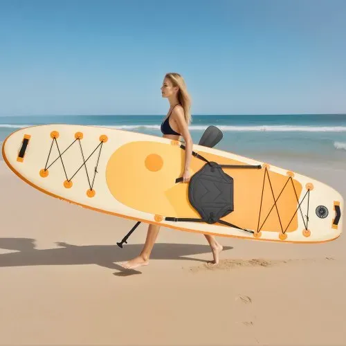 VEVOR aufblasbares Stand Up Paddle Board (304,8 x 83,8 x 15,2 cm) Paddleboard mit einem Sitz, Komplettset inkl. Pumpe Paddel Finne Rucksack Knöchelleine Gurt, für Jugendliche und Erwachsene – Bild 7