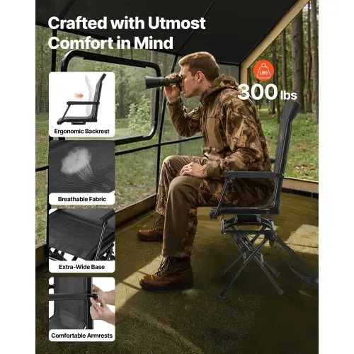 VEVOR Faltstuhl Campingstuhl Anglerstuhl mit Armlehnen & Stahlrahmen & verstellbarem Tragegurt Klappstuhl Gartenstuhl (136 kg belastbar) 360° geräuschlos drehbar, für Picknick Garten Outdoor VEVOR Faltstuhl Campingstuhl Anglerstuhl mit Armlehnen & Stahlrahmen & verstellbarem Tragegurt Klappstuhl Gartenstuhl (136 kg belastbar) 360° geräuschlos drehbar, für Picknick Garten Outdoor
