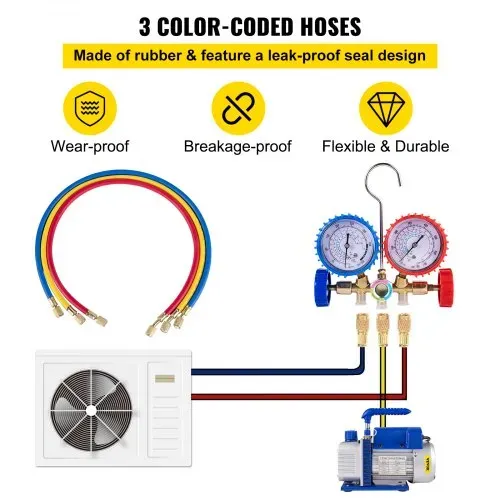 VEVOR 3CFM Leere einstufige Vakuumpumpe, 1/4HP Vakuumpumpe 2-Wege Unterdruckpumpe Klimaanlage, 220V Vakuumpumpe Unterdruckpumpe, geeignet für Kühlmittel R12 R134a R22 R410a R404 R502 – Bild 4