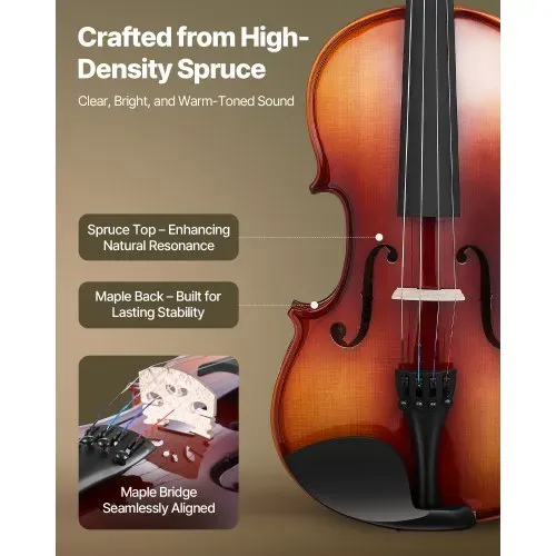 VEVOR Violine 4/4, 584,2 mm Armlänge, Geigenset mit Hartschalenkoffer, Kolophonium, Bogen, Schulterstütze, Steg, zusätzlichen Saiten, professionelles Massivholzinstrument (glänzend braun) VEVOR Violine 4/4, 584,2 mm Armlänge, Geigenset mit Hartschalenkoffer, Kolophonium, Bogen, Schulterstütze, Steg, zusätzlichen Saiten, professionelles Massivholzinstrument (glänzend braun)