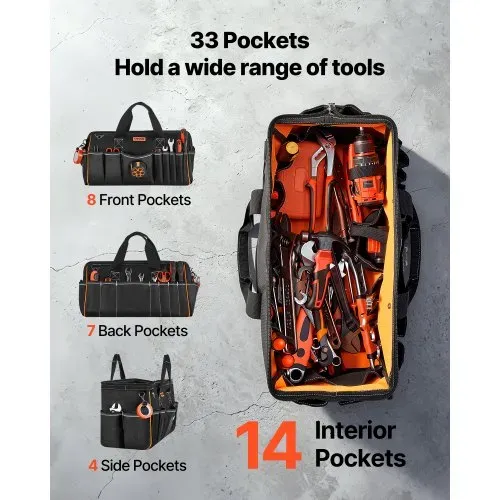 VEVOR Werkzeugtasche 51x25x28cm, Aufbewahrungstasche mit 14 Innen- & 19 Außenfächern, Wasserfester Werkzeug-Organizer aus Polyester mit Schultergurt & Reißverschluss, Werkzeugbeutel für Handwerker VEVOR Werkzeugtasche 51x25x28cm, Aufbewahrungstasche mit 14 Innen- & 19 Außenfächern, Wasserfester Werkzeug-Organizer aus Polyester mit Schultergurt & Reißverschluss, Werkzeugbeutel für Handwerker