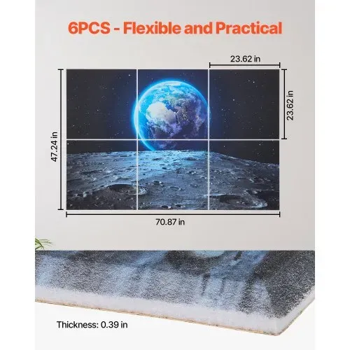VEVOR 6er-Pack Akustikpaneele, 1800x1200x10 mm, Akustik Wandpaneele, selbstklebende dekorative Schalldämpfungs- & Absorptionsplatten für Zuhause, Büro, Studio, Spielzimmer, Theater, Erde – Bild 5