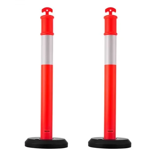 VEVOR Verkehrsleitpfosten Leitpfosten 2 Stk. (114 cm) mit befüllbarem Sockel & Reflektorstreifen, Warnpfosten für Baustellen, Parkplätze, Absperrpfosten zur Steuerung von Menschenmengen, rot – Bild 8