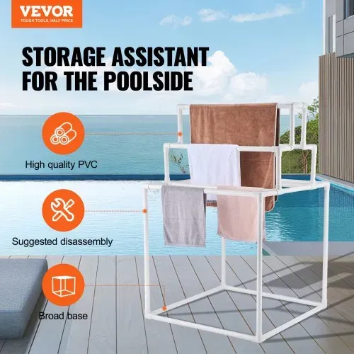 VEVOR Handtuchhalter aus PVC 8 Stangen Outdoor, freistehender Handtuchständer Poolhandtücher, Wäscheständer für Steppdecken im Innen- und Außenbereich, ideal für Badezimmer Spa, weiß VEVOR Handtuchhalter aus PVC 8 Stangen Outdoor, freistehender Handtuchständer Poolhandtücher, Wäscheständer für Steppdecken im Innen- und Außenbereich, ideal für Badezimmer Spa, weiß