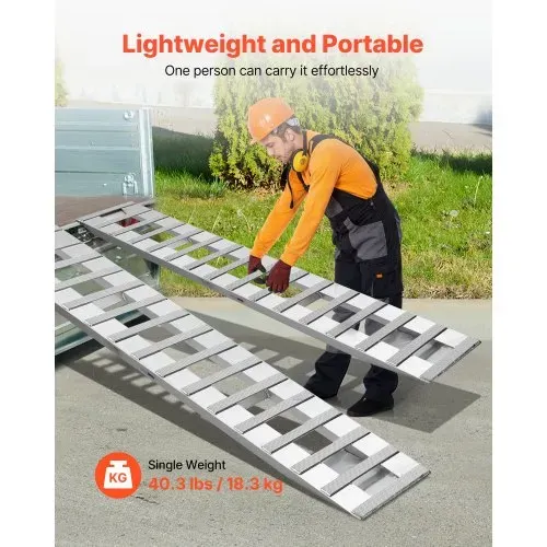 VEVOR Auffahrrampen Anhängerrampen 2 Stk. 240 x 38 cm Laderampen aus Aluminiumlegierung, 2721,6 kg Gesamtkapazität, für Karren Ackerschlepper Geländefahrzeuge Rasenmäher Motorräder Silber – Bild 5