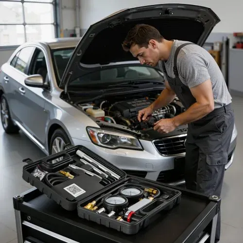 VEVOR Druckverlustprüfer für Motorenzylinder 0-100 psi Manometerbereich, Zylinderdrucktester mit 4 Adaptern & 2 Metallrohren, Kraftfahrzeug Kompressionsprüfset Druckprüfung und Leckratenmessung – Bild 7