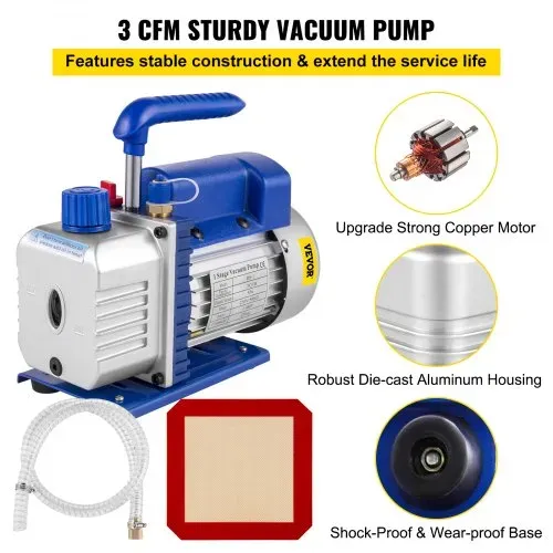 VEVOR 12L Vakuumkammer Multifunktionspumpe 85L/Min Vakuumpumpe Unterdruckpumpe Edelstahl – Bild 2