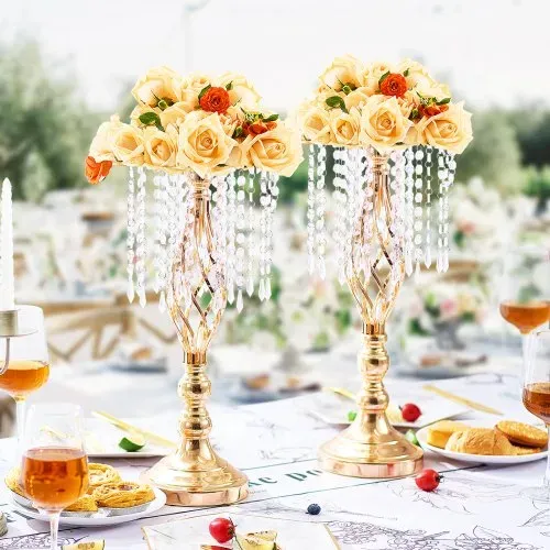 VEVOR 12 STK 49 cm hoher Blumenständer aus Kristallglas für Hochzeiten, Metallvase für Hochzeitsmittelstücke, goldene Blumenhalter, Blumenständer für Tische, Hochzeitsessen, Partys, Zeremonien, Geburtstagsveranstaltungen – Bild 7
