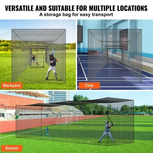 VEVOR Baseball-Schlagkäfig-Netz für Zuhause oder Hinterhof 35 Fuß, Baseballkäfig-Netz zum Schlagen und Aufstellen, Baseballnetz, Schlagkäfig, für Kinder oder Erwachsene Schwarz (nur Netz) – Bild 4