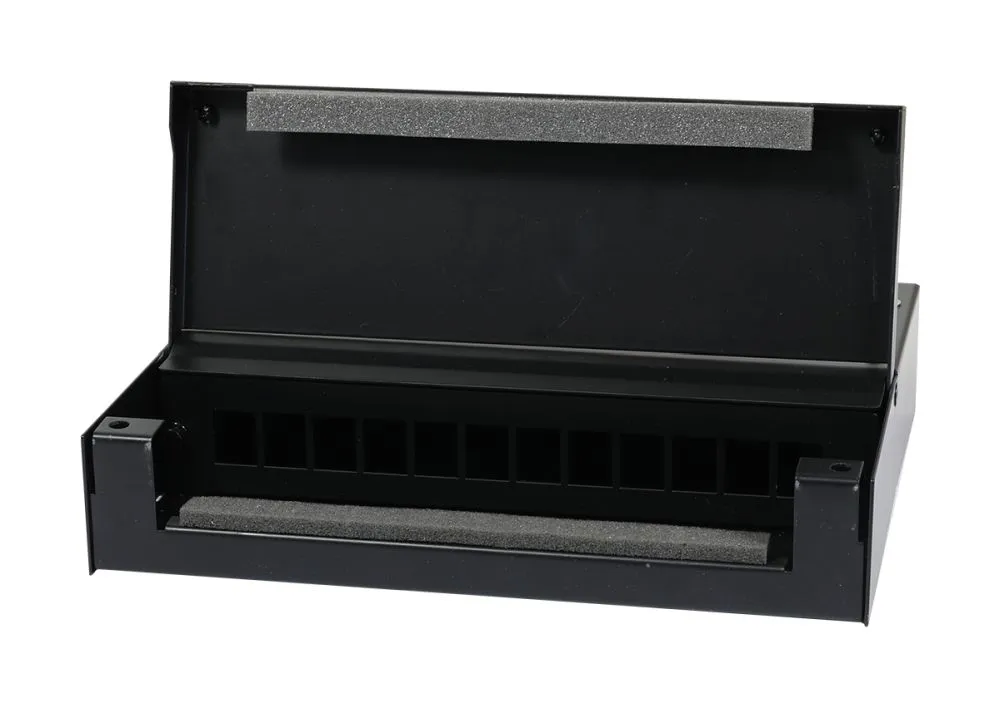 Keystone, Modulträger, Patchpanel für 12x TP-Modul, Aufputz, Metallklappbox(Consolidation Point Box), Schwarz, Synergy 21, – Bild 4