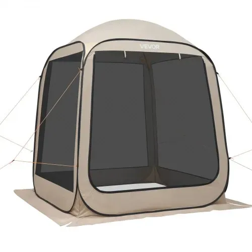 VEVOR Campingzelt, 182,88x182,88x219,4 cm, Partyzelt für 4-6 Personen, Pop Up Zelt mit Tragetasche, Netz-Seitenwänden und Heringen, für Garten, Terrasse und Outdoor-Aktivitäten, Beige – Bild 10