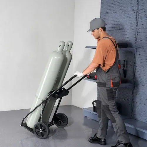 VEVOR Schweißflaschenwagen, Sauerstoff-Acetylen-Tankwagen mit 200 kg statischer Tragkraft, 25,4 cm Vollrädern & Sicherheitsketten zur Tanklagerung, für doppelte Gasflaschen mit 31,8 cm Durchmesser – Bild 7