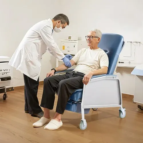VEVOR Medizinischer Liegestuhl, mit 3 Liegepositionen, Geri-Stuhl mit 4 Rädern, weich gepolsterter Sitzfläche & abnehmbarem Tablett, ideal für Krankenhaus, Pflegeheim & häusliche Pflege – Bild 7