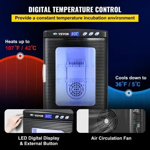 VEVOR Brutapparat Reptilieneier Inkubatoren 25L Labor Kühlung Heizung 5-42℃ 220V für Bruteier Schwarz – Bild 2