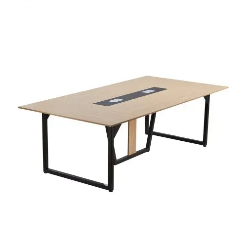 VEVOR Konferenztisch Besprechungstisch für 10 Personen 240 x 120 cm rechteckiger Seminartisch Meetingtisch Mehrzwecktisch Pausentisch mit Metallbeinen ideal für Büro Konferenzraum Braun – Bild 10