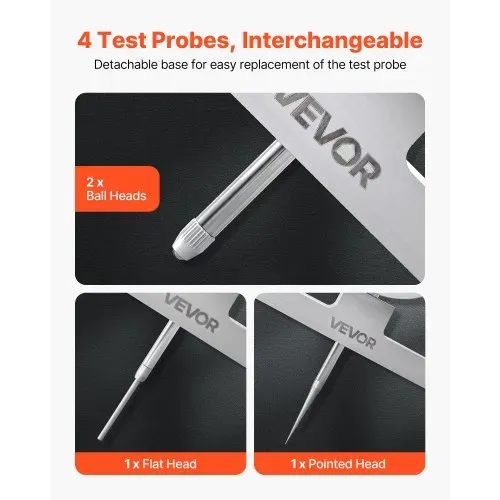 VEVOR Tiefenmesser, Digitaler Tiefmessschieber mit Messbereich 0–558,8 mm, Auflösung 0,01 mm, Präzise Einheitenumrechnung mit 4 Messspitzen, Tiefenmessgerät für Nuten, Stufen & Bohrungen – Bild 3
