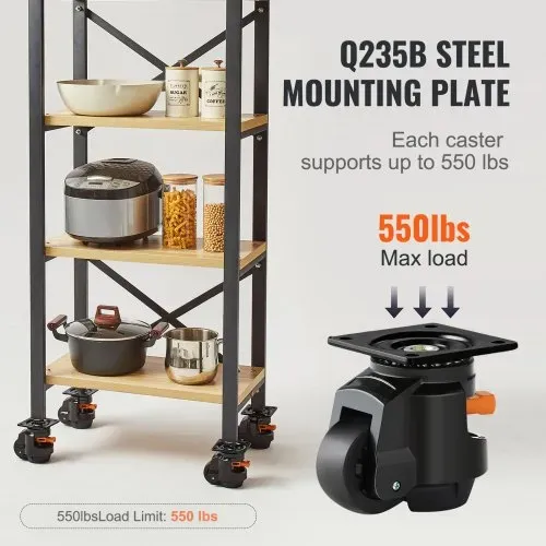 VEVOR Nivellierrollen, verstellbare, auf einer Platte montierte Nylonrolle, 997,9 kg, 4er-Set – Bild 4