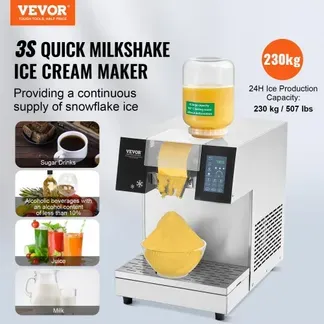 VEVOR Kommerzielle Schneeflocken-Eismaschine Schneeeisbereiter, 230 kg / 24 h Schneeflocken-Eismaschine, Edelstahl-Eisrasierer, elektrischer Schneekegel-Maker mit Luftkühlsystem & Touch-LCD VEVOR Kommerzielle Schneeflocken-Eismaschine Schneeeisbereiter, 230 kg / 24 h Schneeflocken-Eismaschine, Edelstahl-Eisrasierer, elektrischer Schneekegel-Maker mit Luftkühlsystem & Touch-LCD
