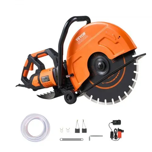 VEVOR Elektrische Betonsäge, 406 mm, Hochleistungs-Kreissäge 2800 W, Schnitttiefe 152 mm, Nass-/Trocken-Scheibensäge mit Wasserrohr, Wasserpumpe, Sägeblatt, für Stein und Ziegel – Bild 8