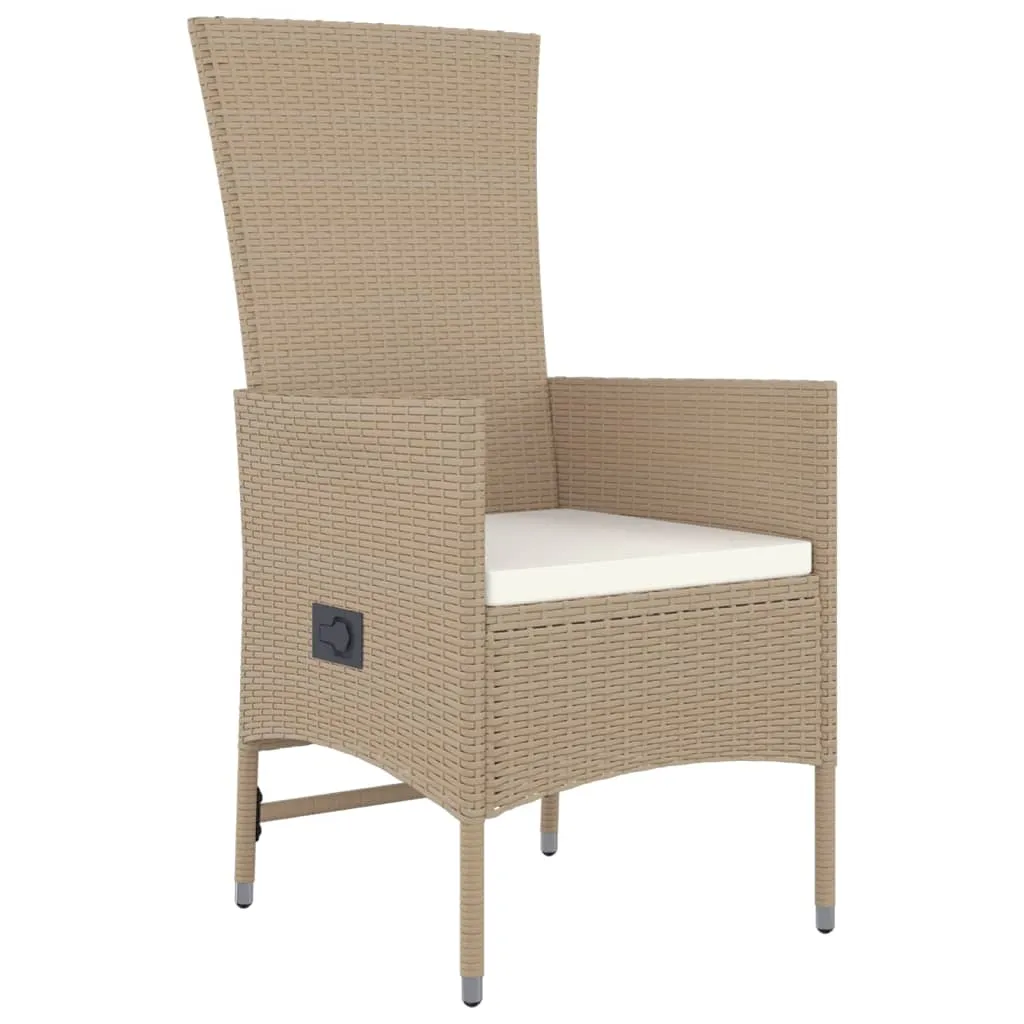 vidaXL 3-tlg. Garten-Essgruppe mit Kissen Beige Poly Rattan – Bild 5