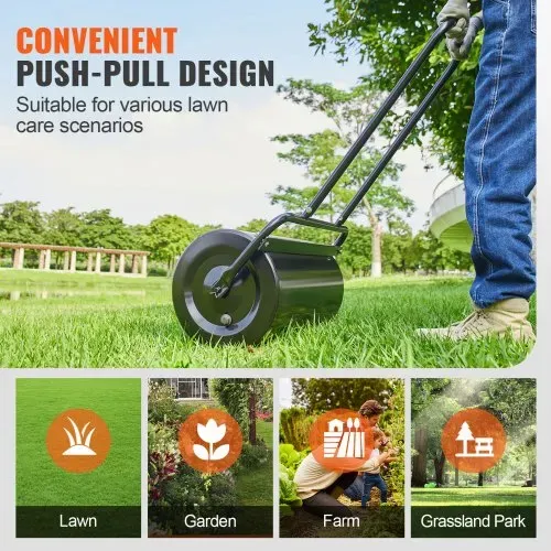 VEVOR Rasenwalze 695x320x1130mm Handwalze Eisen und Q235 Gartenwalze 46L Ackerwalze mit einem Wassereinlass Rasenroller Walze mit U-förmigen Griff Ideal für Gärten Bauernhöfe große Grünflächenparks – Bild 5