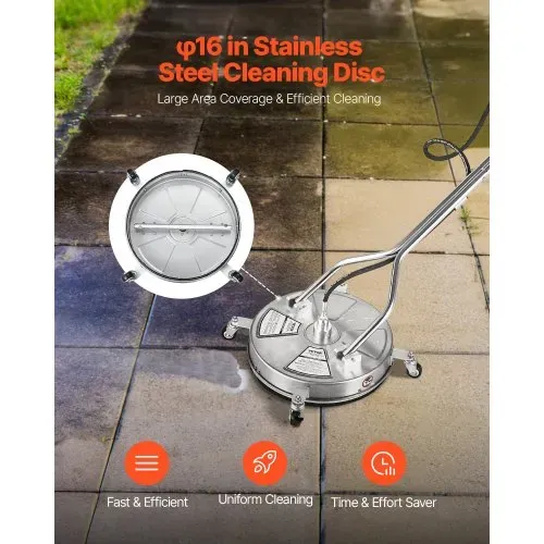 VEVOR 465 mm Hochdruckreiniger, Oberflächenreiniger, Flächenreiniger aus Edelstahl mit 4 Rädern, max. 4000 PSI, 3/8-Schnellanschluss, 2 Sprühdüsen, Doppelgriff, für Beton, Terrasse, Gehweg VEVOR 465 mm Hochdruckreiniger, Oberflächenreiniger, Flächenreiniger aus Edelstahl mit 4 Rädern, max. 4000 PSI, 3/8-Schnellanschluss, 2 Sprühdüsen, Doppelgriff, für Beton, Terrasse, Gehweg