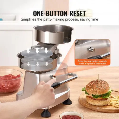 VEVOR Kommerzieller Burgerpresse - Hamburger Patty Maker 10 / 13 / 15 cm, mit 3 Packungen Burgerpapier, Professionelle Hamburgerpresse aus Edelstahl, Perfekt für Burger Patties Cooking BBQ Zubehör – Bild 4