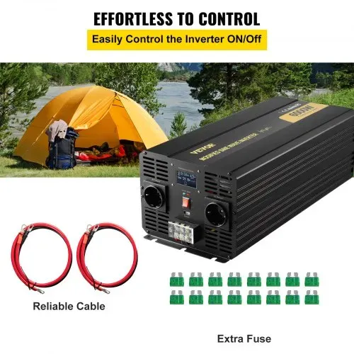 VEVOR Wechselrichter 6000 W, Modifizierter Sinus-Wechselrichter DC 12 V auf AC 230 V Auto-Konverter mit LCD-Display, LED-Anzeigen, EU-Steckdosen, Wechselrichter, für Auto, Wohnmobil, Lkw, Boot, Reisen – Bild 4