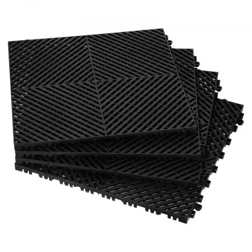 VEVOR 24 x ineinandergreifende Drainagematte Duschmatte 415 x 415 mm modulares ineinandergreifende Bodenmatten 17,6 mm dicke Drainagematten, rutschfeste Drainage-Bodenfliesen, für Garage Schwarz – Bild 9