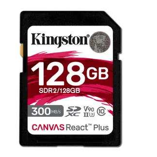 Kingston Technology 128GB Canvas React Plus SDXC UHS-II 300R/260W U3 V90 for Full HD/4K/8K Kingston Technology 128GB Canvas React Plus SDXC UHS-II 300R/260W U3 V90 for Full HD/4K/8K