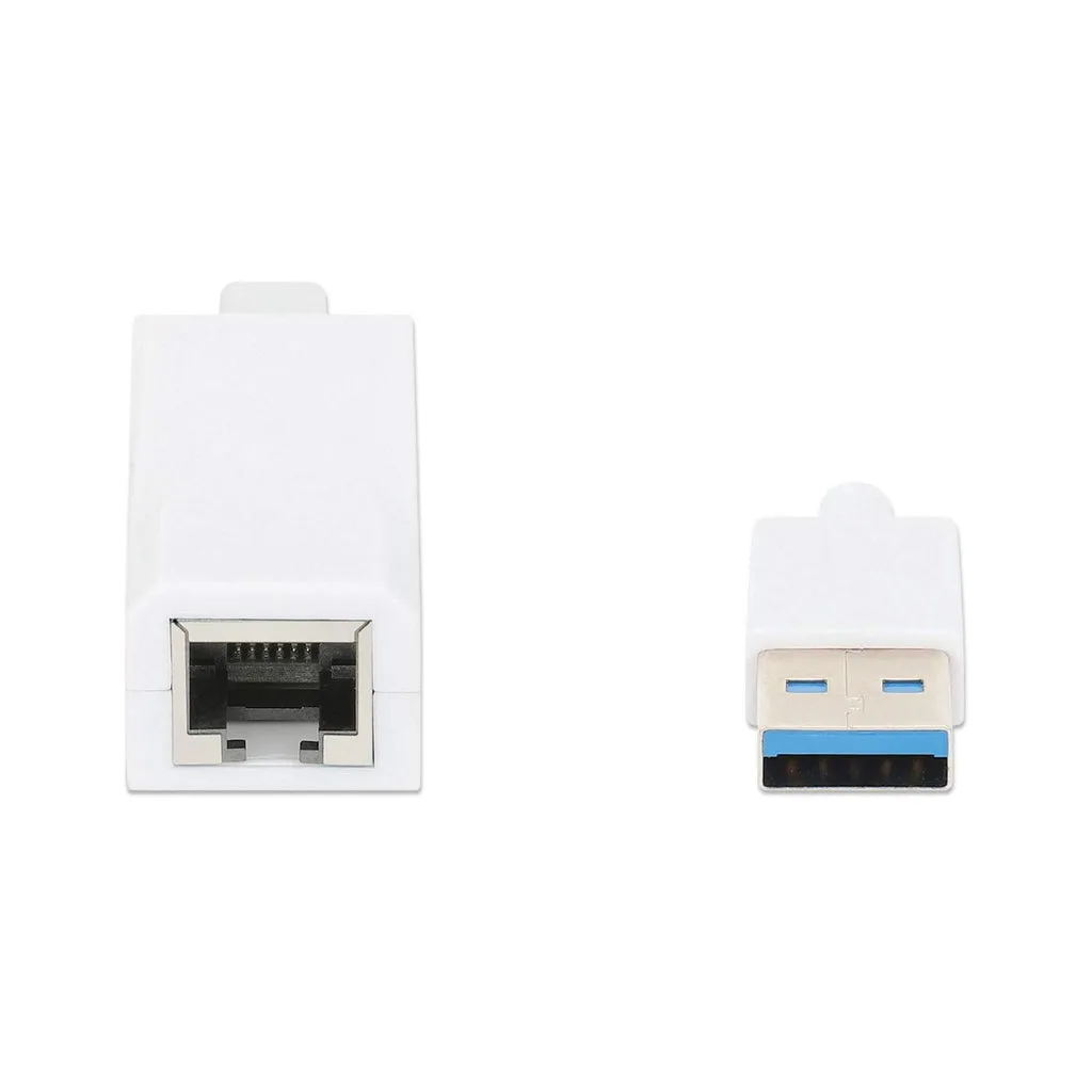 Manhattan USB-A auf Gigabit-Ethernet-Netzwerkadapter, USB 3.2 Gen 1 auf 10/100/1000 Mbit/s Gigabit Ethernet, weiß – Bild 4