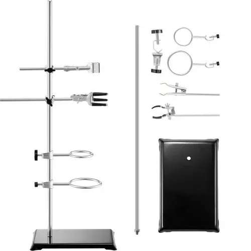 VEVOR Laborständer-Unterstützung, Labor-Retorten-Stützständer 2 Sätze, Laborständer aus Stahl mit 60 cm Stab & 210,82 x 135 mm Gusseisenbasis, inkl. Kolbenklemmen, Bürettenklemmen und Kreuzklemmen – Bild 8