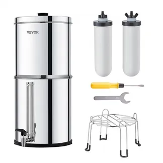 VEVOR Schwerkraft Wasserfiltersystem Edelstahl Arbeitsplattensystem 7,8+8,5L Wasserfiltrationssystem, reduziert Blei und bis zu 99 % Chlor, mit 2 Keramik-Kohlefiltern & Zapfhahn, Camping Wohnmobil VEVOR Schwerkraft Wasserfiltersystem Edelstahl Arbeitsplattensystem 7,8+8,5L Wasserfiltrationssystem, reduziert Blei und bis zu 99 % Chlor, mit 2 Keramik-Kohlefiltern & Zapfhahn, Camping Wohnmobil